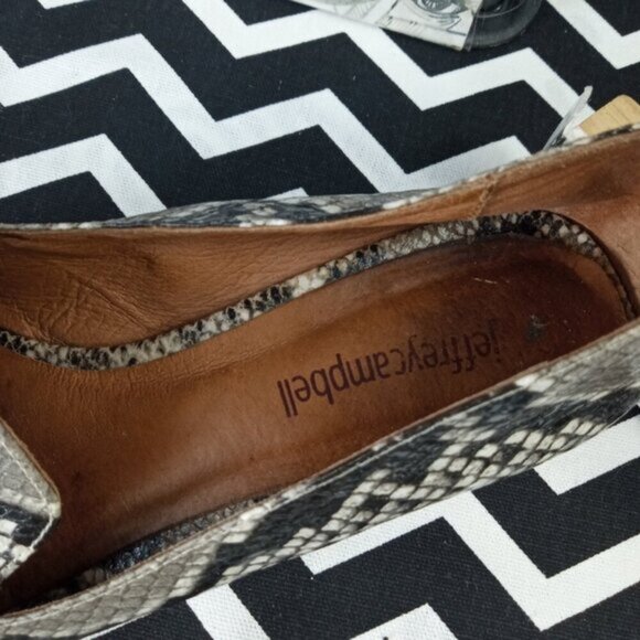 JEFFREY CAMPBELL viona faux snakeskin slide slip on loafer shoes sz 7.5 - Picture 7 of 7